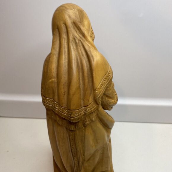 VTG Nativity Figure Mary Wood Kneeling Hand Carved 9 inches Tall Figurine - Picture 11 of 16